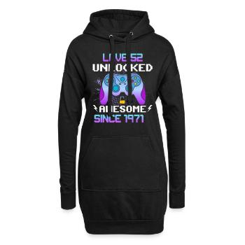 Level 52 Freigeschaltet Awesome seit 1971 Funny Gamer - Hoodie-Kleid - Schwarz - Vorne