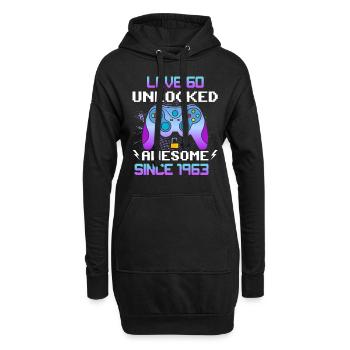 Level 60 Freigeschaltet Awesome seit 1963 Funny Gamer - Hoodie-Kleid - Schwarz - Vorne