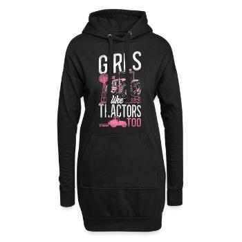 Farming Farmer Girl Tractor - Hoodie-Kleid - Schwarz - Vorne