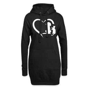 Dog Puppy and Baby Cat Heart Animal Dog & Cat Hear - Hoodie-Kleid - Schwarz - Vorne