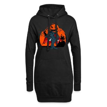Vampir Kürbis Kopf Kürbislaterne Halloween - Hoodie-Kleid - Schwarz - Vorne