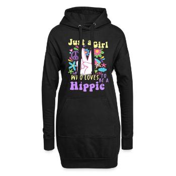 Hippie Peace Groovy Flowerpower Boho Woodstock - Sweat-shirt à capuche long Femme - noir - Devant