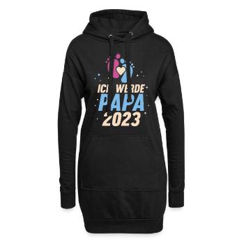 Vater 2023 Schwanger Werdender Papa - Hoodie-Kleid - Schwarz - Vorne