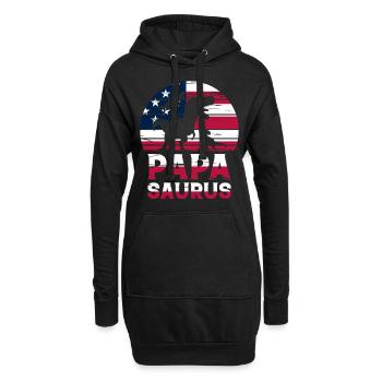 Papa Saurus Papa Dinosaure Drapeau américain Dino Papas - Sweat-shirt à capuche long Femme - noir - Devant