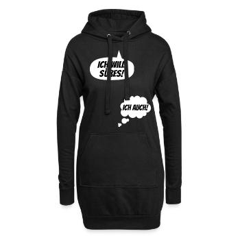 Ich will Süßes! Lustige Schwangerschaft Verkünden - Hoodie-Kleid - Schwarz - Vorne