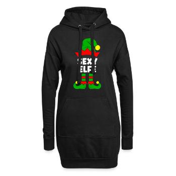 Sexy Elf Weihnachtsoutfit Familie Partnerlook - Hoodie-Kleid - Schwarz - Vorne