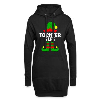 Tochter Elfe Weihnachtsoutfit Familie Partnerlook - Hoodie-Kleid - Schwarz - Vorne