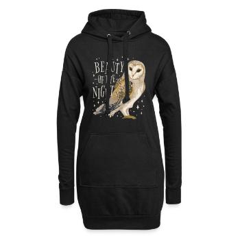 Sorcières et sorciers - hibou beauté de la nuit - Sweat-shirt à capuche long Femme - noir - Devant