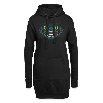 Grinse Katze - Hoodie-Kleid - Schwarz - Vorne