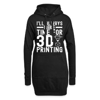 3 D Drucken - Hoodie-Kleid - Schwarz - Vorne