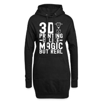 3 D Drucken - Hoodie-Kleid - Schwarz - Vorne