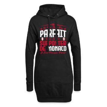 je ne suis pas parfait, supporteur de Monaco . - Sweat-shirt à capuche long Femme - noir - Devant
