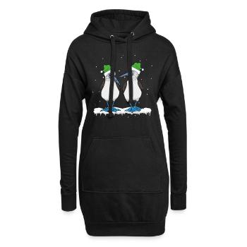 Oiseaux marins Noël à pieds bleus - Sweat-shirt à capuche long Femme - noir - Devant