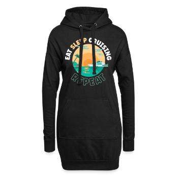Vacances en bateau de croisière Manger dormir - Sweat-shirt à capuche long Femme - noir - Devant