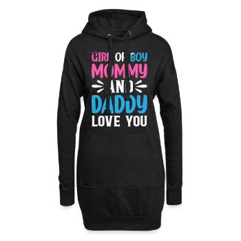 Fille ou garçon Maman et Papa T’aiment - Bébé Sexe - Sweat-shirt à capuche long Femme - noir - Devant