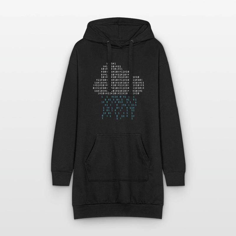 Programmer - binary code cloud rain Hoodie Dress