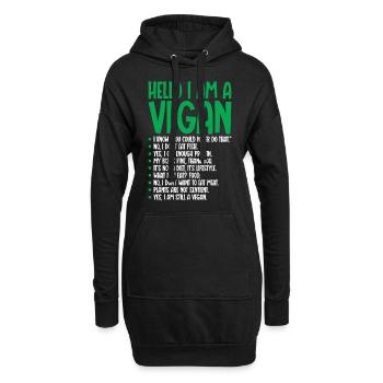 Ich Bin Eine Vegane Vegetarische - Hoodie-Kleid - Schwarz - Vorne