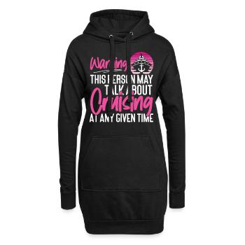 Avertissement de fille de vacances de bateau de croisière - Sweat-shirt à capuche long Femme - noir - Devant