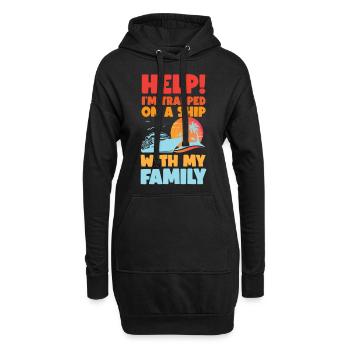 Aide familiale pour les vacances en bateau de croisière! - Sweat-shirt à capuche long Femme - noir - Devant