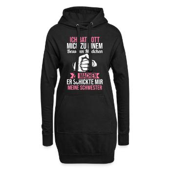 Geschwister Familie Schwestern Schwester - Hoodie-Kleid - Schwarz - Vorne