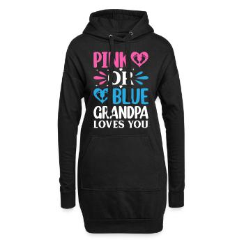 Pink Or Blue Grandpa Loves You - Gender Reveal - Hoodie-Kleid - Schwarz - Vorne