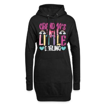 Grandma’s Little Darling Kiddie Ribbon Hearts - Sweat-shirt à capuche long Femme - noir - Devant