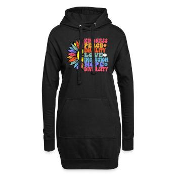 Gentillesse Paix Égalité Amour Espoir - Sweat-shirt à capuche long Femme - noir - Devant