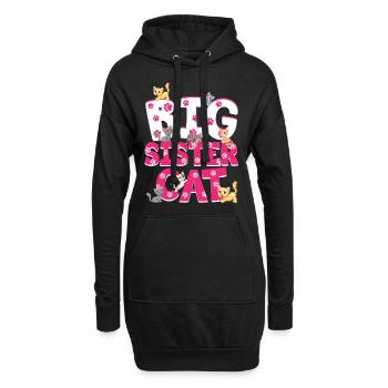 Big Sister Cat Bunte Katzen Lustige Geschwister - Hoodie-Kleid - Schwarz - Vorne
