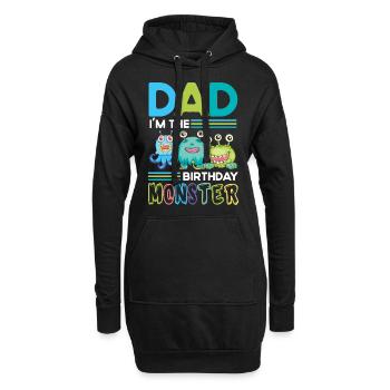 Vater Des Geburtstagsmonsters Familie Geschwister - Hoodie-Kleid - Schwarz - Vorne