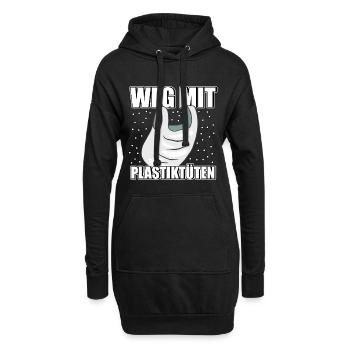 Weg mit Plastiktüten Umweltschutz Rettet die Meere - Hoodie-Kleid - Schwarz - Vorne