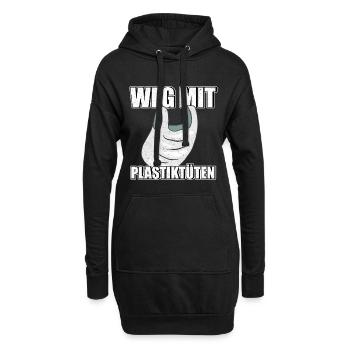 Weg mit Plastiktüten Umweltschutz Rettet die Meere - Hoodie-Kleid - Schwarz - Vorne