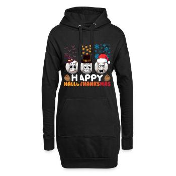 Joyeux Hello Thanksmas Halloween Thanksgiving Noël - Sweat-shirt à capuche long Femme - noir - Devant