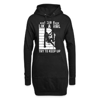 Escalade de bloc Escalade de rocher Je grimpe comme une fille Essayez T - Sweat-shirt à capuche long Femme - noir - Devant
