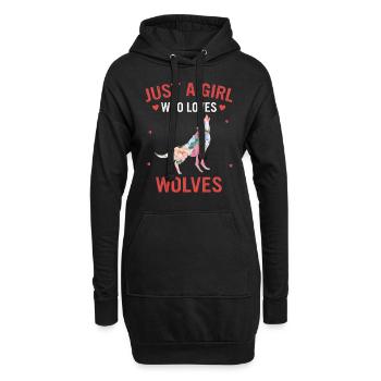 Wolf Wölfe Tier Jaulen - Hoodie-Kleid - Schwarz - Vorne