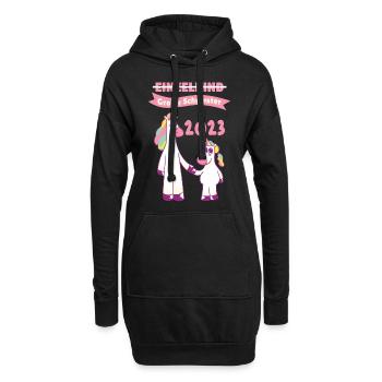 Schwester 2023 Einhorn Werdende Schwester - Hoodie-Kleid - Schwarz - Vorne