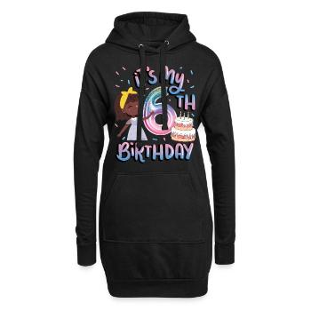 It's my 6th birthday Melanin Kid Juneteenth - Hoodie Dress - black - Front