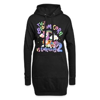 Bloomicorn Is Turning 2 Einhorn 2. Geburtstag - Hoodie-Kleid - Schwarz - Vorne