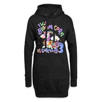 Bloomicorn Is Turning 3 Einhorn 3. Geburtstag - Hoodie-Kleid - Schwarz - Vorne