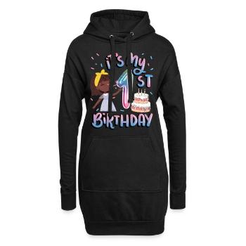 It's my 1st birthday Melanin Kid Juneteenth - Hoodie Dress - black - Front
