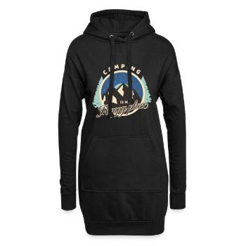 Camping - Camping is my Happy place - Hoodie-Kleid - Schwarz - Vorne
