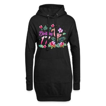 Aloha Geburtstag 17 Flamingo Vogel 17. Geburtstag - Hoodie-Kleid - Schwarz - Vorne