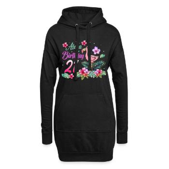 Aloha Anniversaire 21 Flamant rose Oiseau 21e anniversaire - Sweat-shirt à capuche long Femme - noir - Devant
