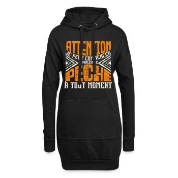 Avertissement, pêche à tout moment. - Sweat-shirt à capuche long Femme - noir - Devant