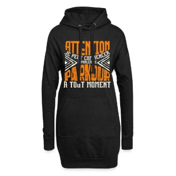 Avertissement, Parkour à tout moment. - Sweat-shirt à capuche long Femme - noir - Devant