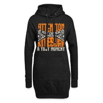 Avertissement, Kitesurf à tout moment. - Sweat-shirt à capuche long Femme - noir - Devant