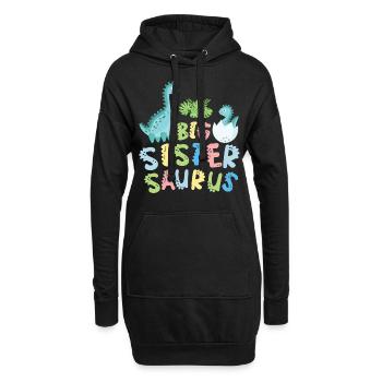 Große Schwester Saurus Geschwister Herbivore - Hoodie-Kleid - Schwarz - Vorne