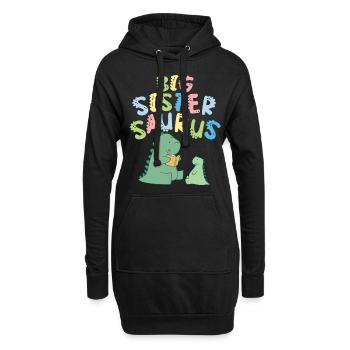 Große Schwester Saurus Geschwister Herbivore - Hoodie-Kleid - Schwarz - Vorne