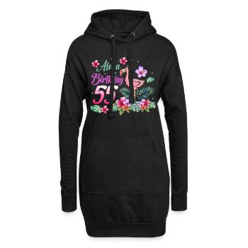 Aloha Anniversaire 55 Flamant rose 55e anniversaire - Sweat-shirt à capuche long Femme - noir - Devant