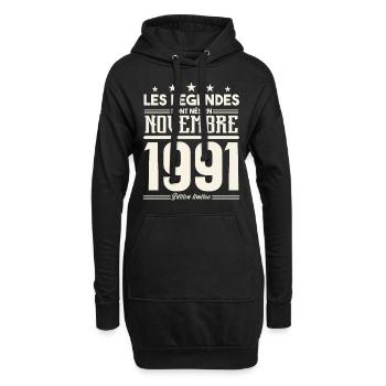 Les légendes sont nés en novembre 1991. - Sweat-shirt à capuche long Femme - noir - Devant