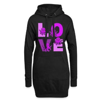 Kraken Octopus Cephalopod Octopuses - LOVE Octopus - Hoodie-Kleid - Schwarz - Vorne